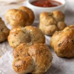 Garlic Knots with pizza sauce