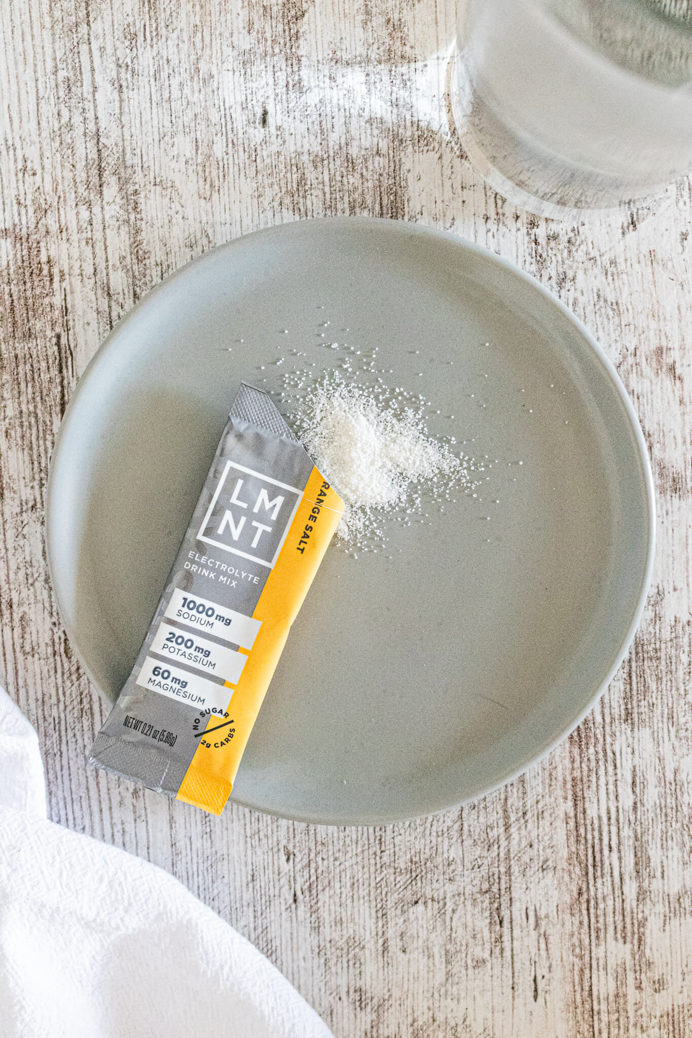 LMNT on a gray plate for LMNT vs LiquidIV