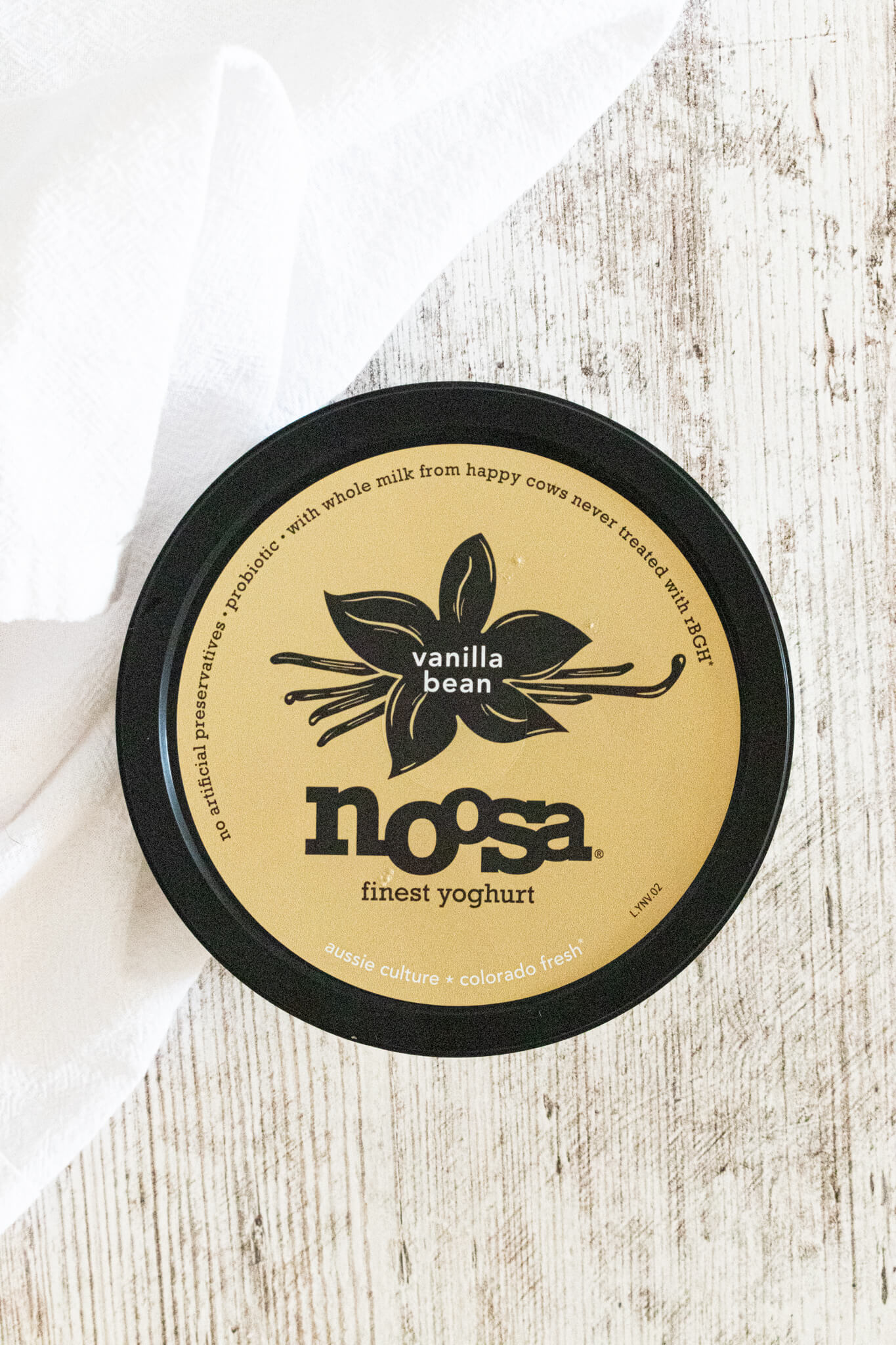 Top view of Noosa yogurt packaging