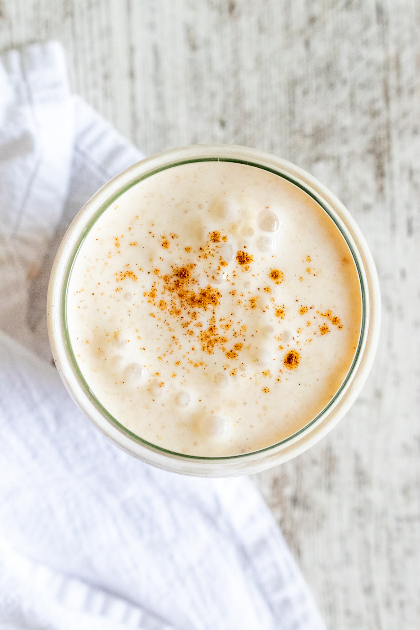 blenderless smoothie topped with cinnamon