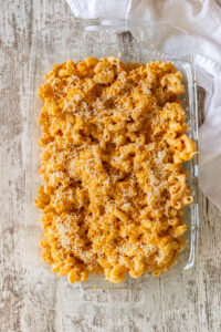 Mac and cheese with half filled