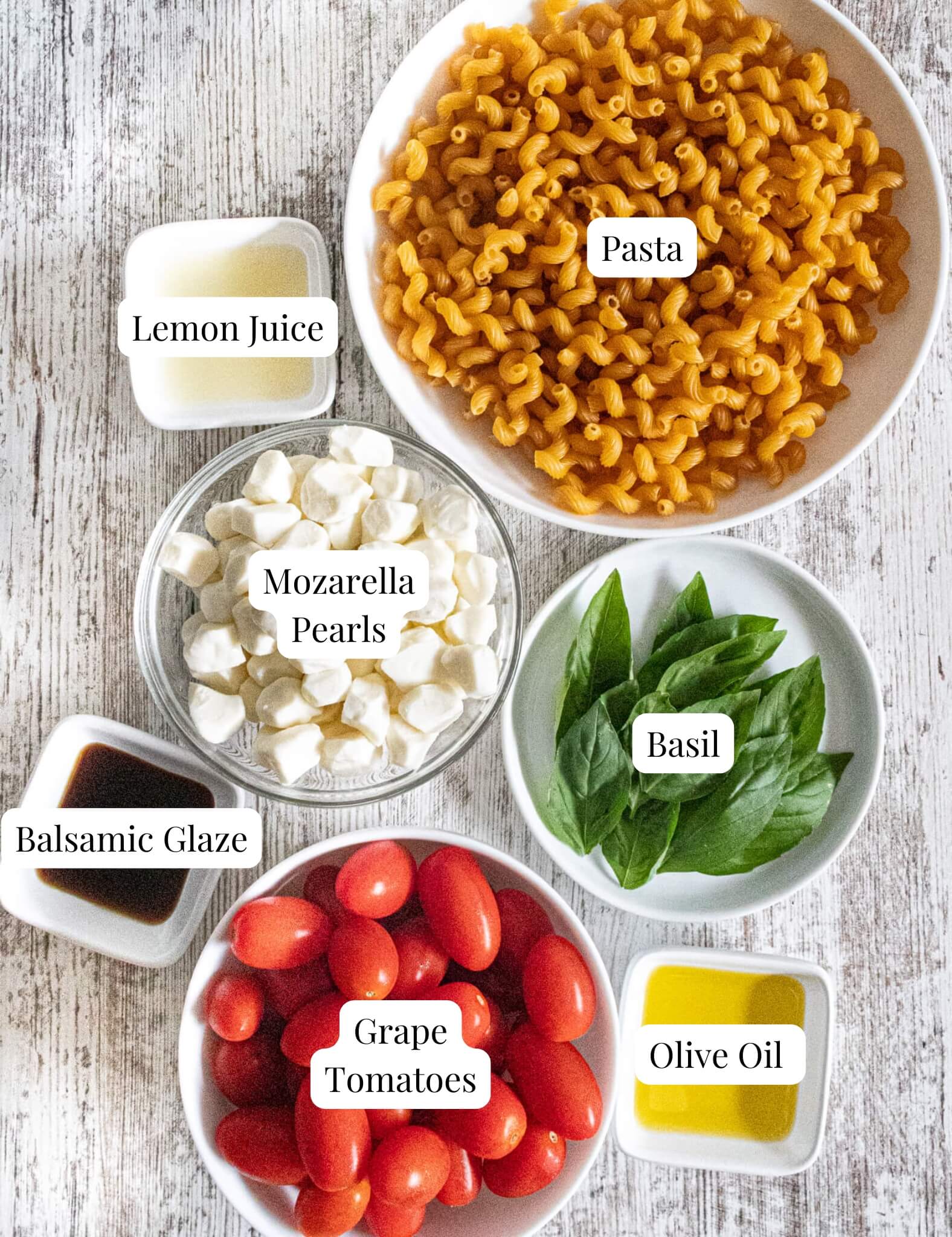 ingredients to make caprese pasta salad
