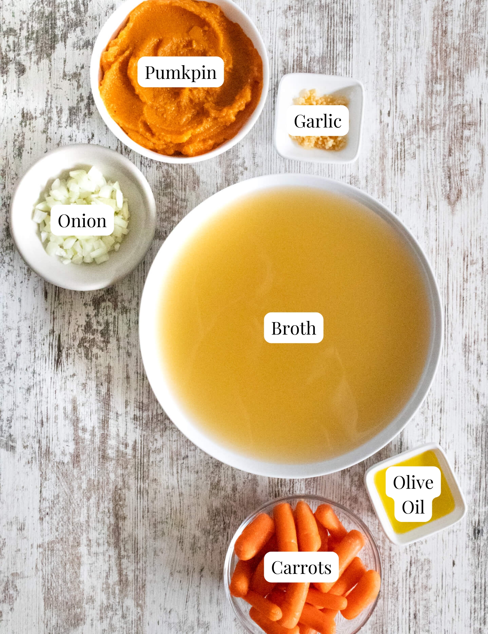Ingredients to make Pumpkin Carrot Soup