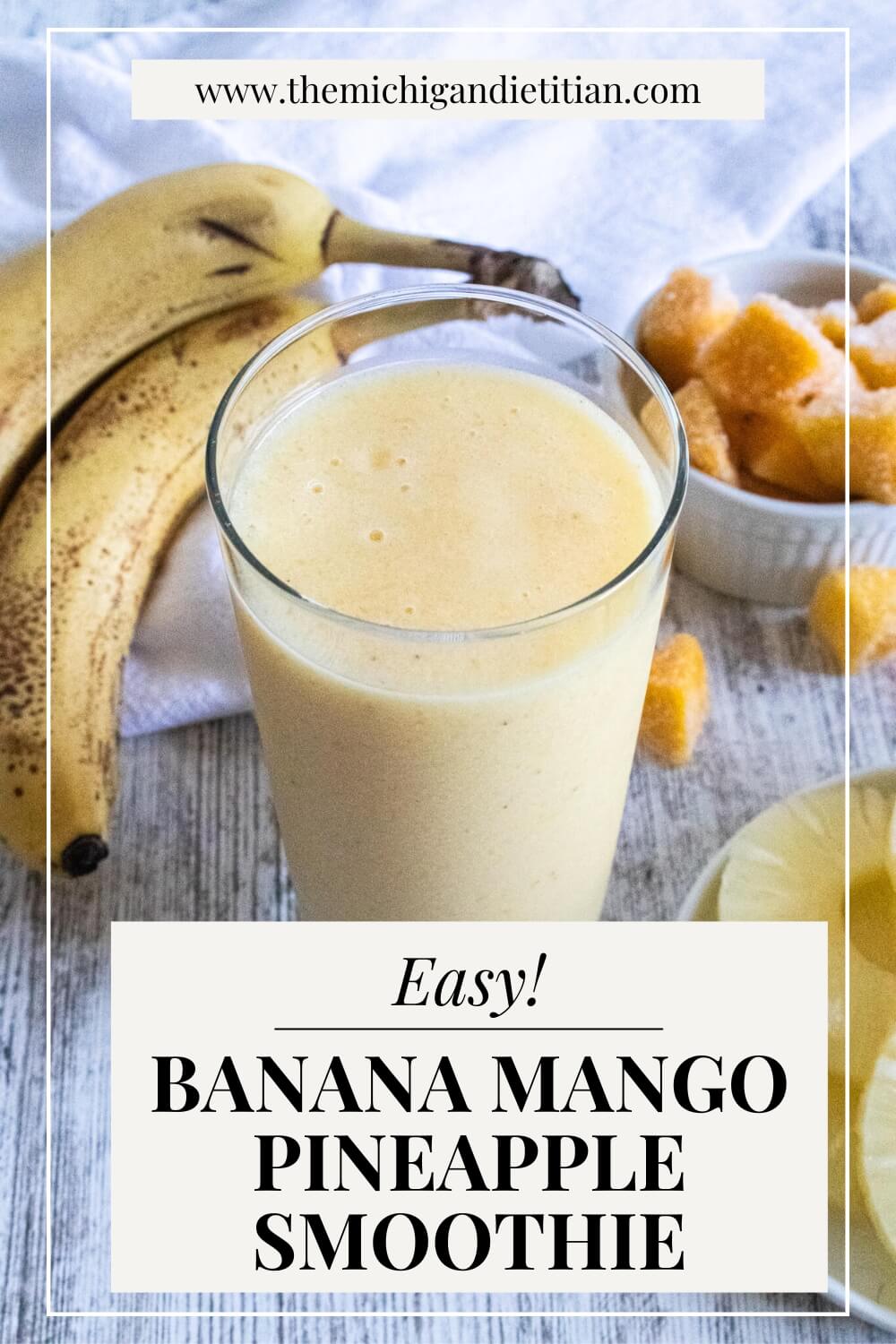 Banana Mango Pineapple smoothie with label