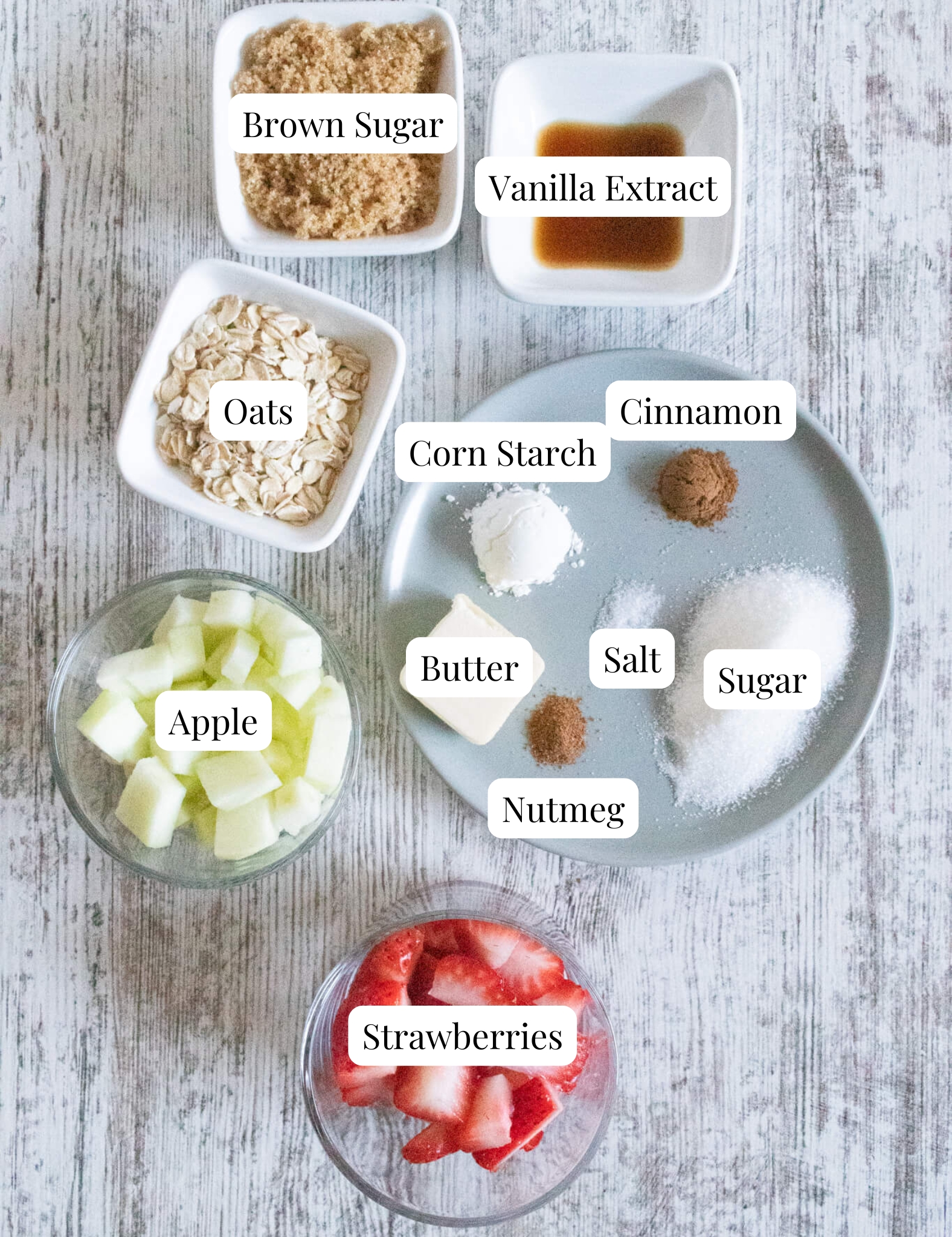 ingredients to make strawberry apple crisp for one