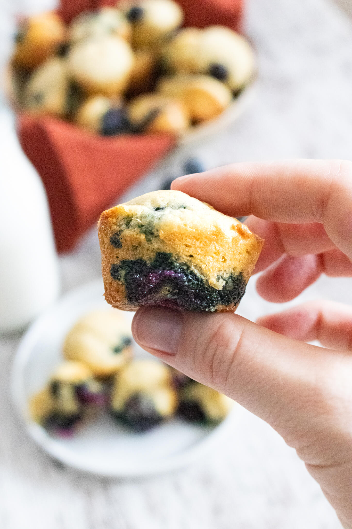 Close up of Mini Blueberry Muffins