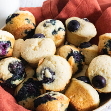 Mini Blueberry Muffins in a bowl