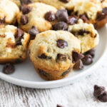 Mini chocolate Chip muffins on white plate
