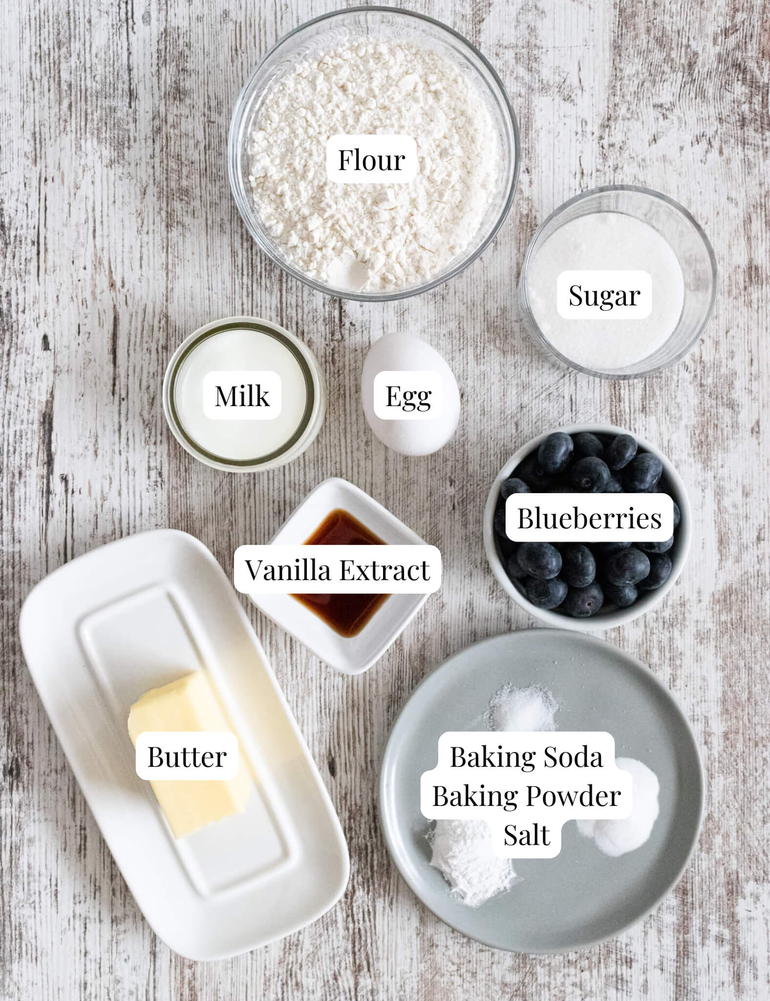 Ingredients to make Mini Blueberry Muffins