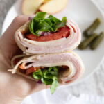 inside of ham and cheese wrap