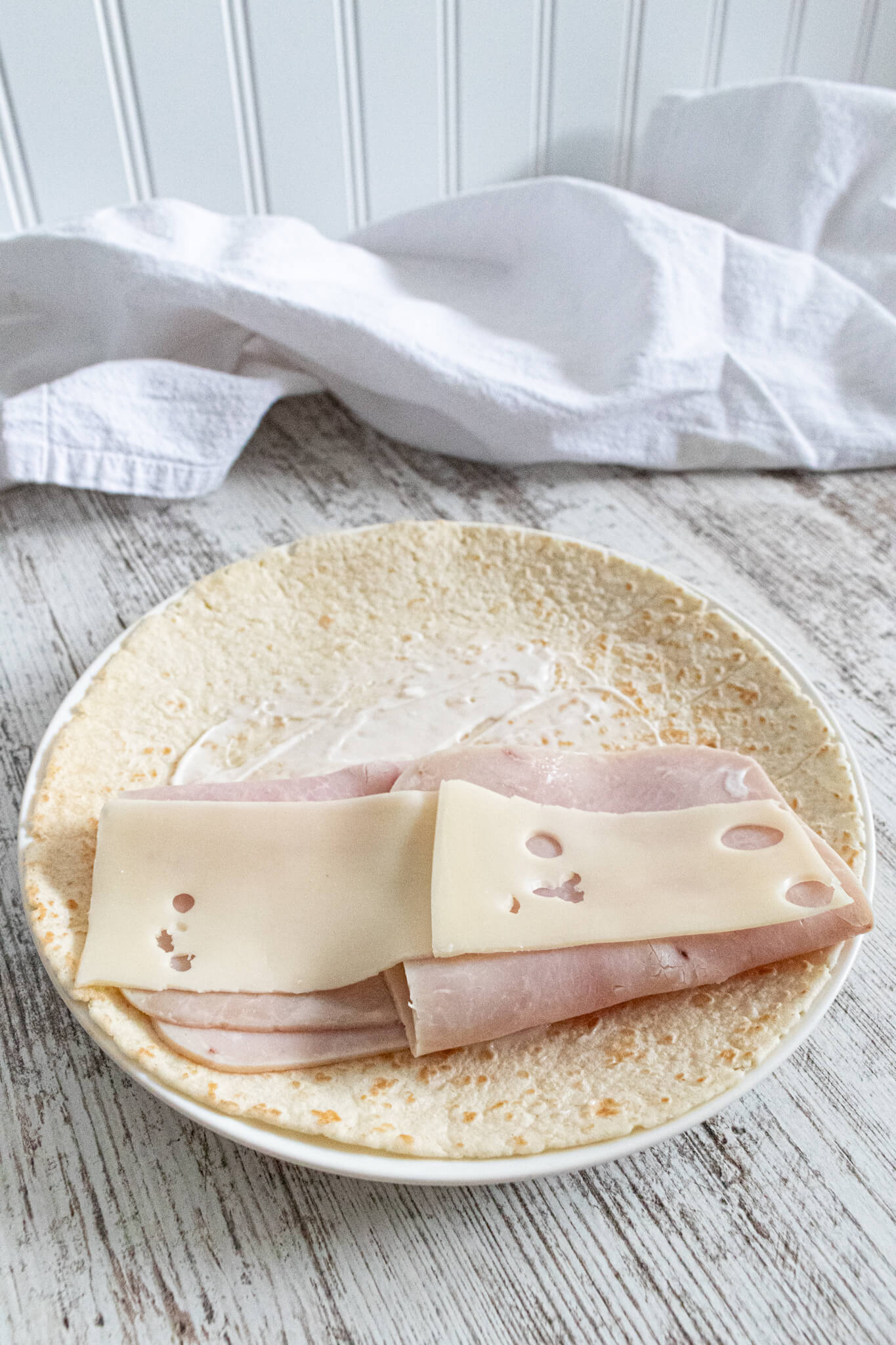 Ham and Swiss on a wrap