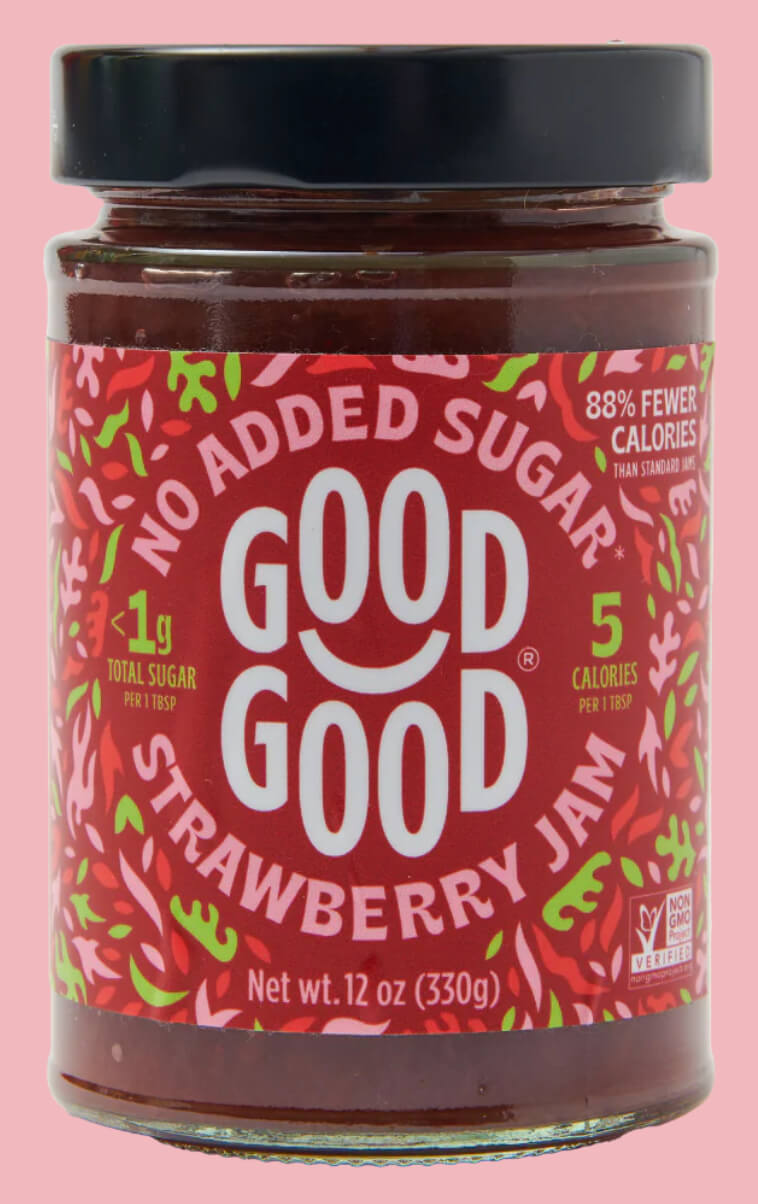 jar of strawberry good good jam 