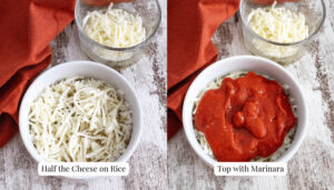 rice topped with cheese