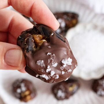 Close up of walnut stuffed dates