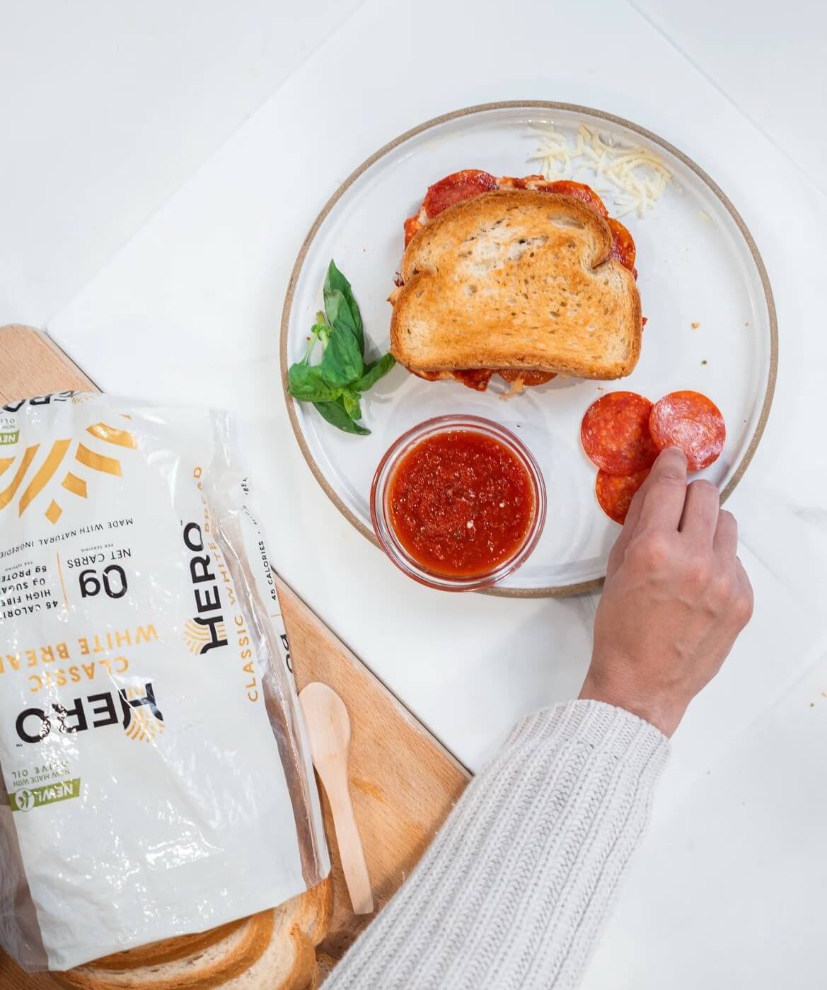 Hero bread pizza sandwich