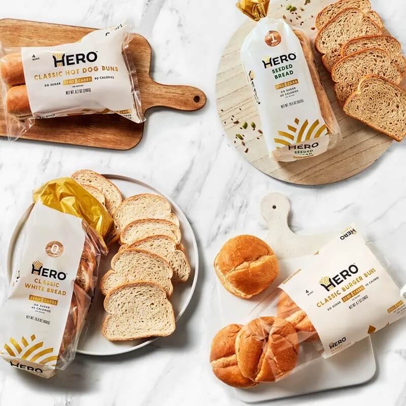 hero bread review products on a marble table